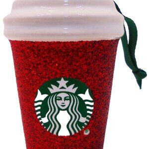 Starbucks 2019 iced coffee collectible red glitter ornament
